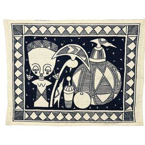 Korhogo African Cloth Tapestry Art Senufo Ethnic Cloth Frameable 12x16” See*